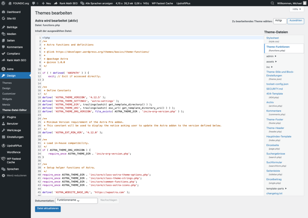 Bild 14 - functions.php wiederhergestellt