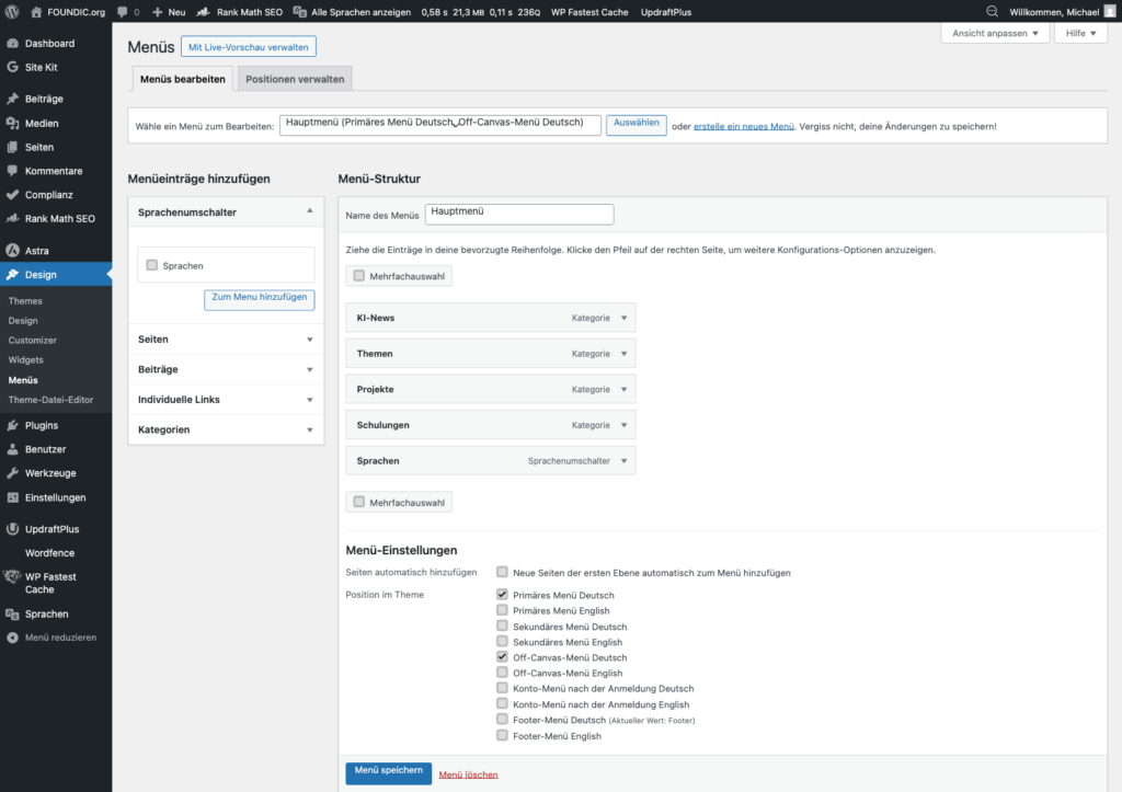 Bild 6 - Sprachumschalter im Menü